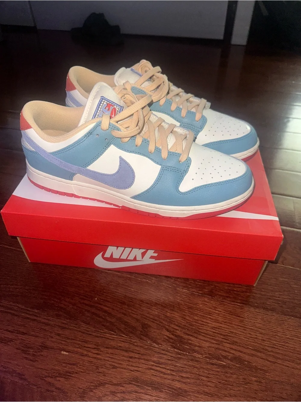 Kids Low-Top Sneakers in Light Blue, White and Pink
